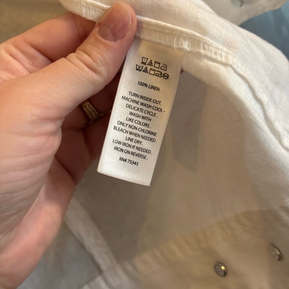 Jones New York Classic White Jean Jacket Style Jacket in Linen Medium - Picture 8 of 8